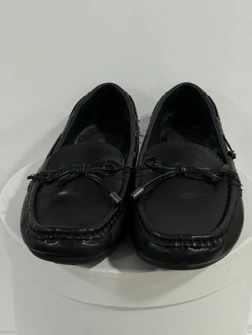 Black Driving Loafers Moccasin Bow BOC Preppy Comfort Slip On Flats Women's 7.5M